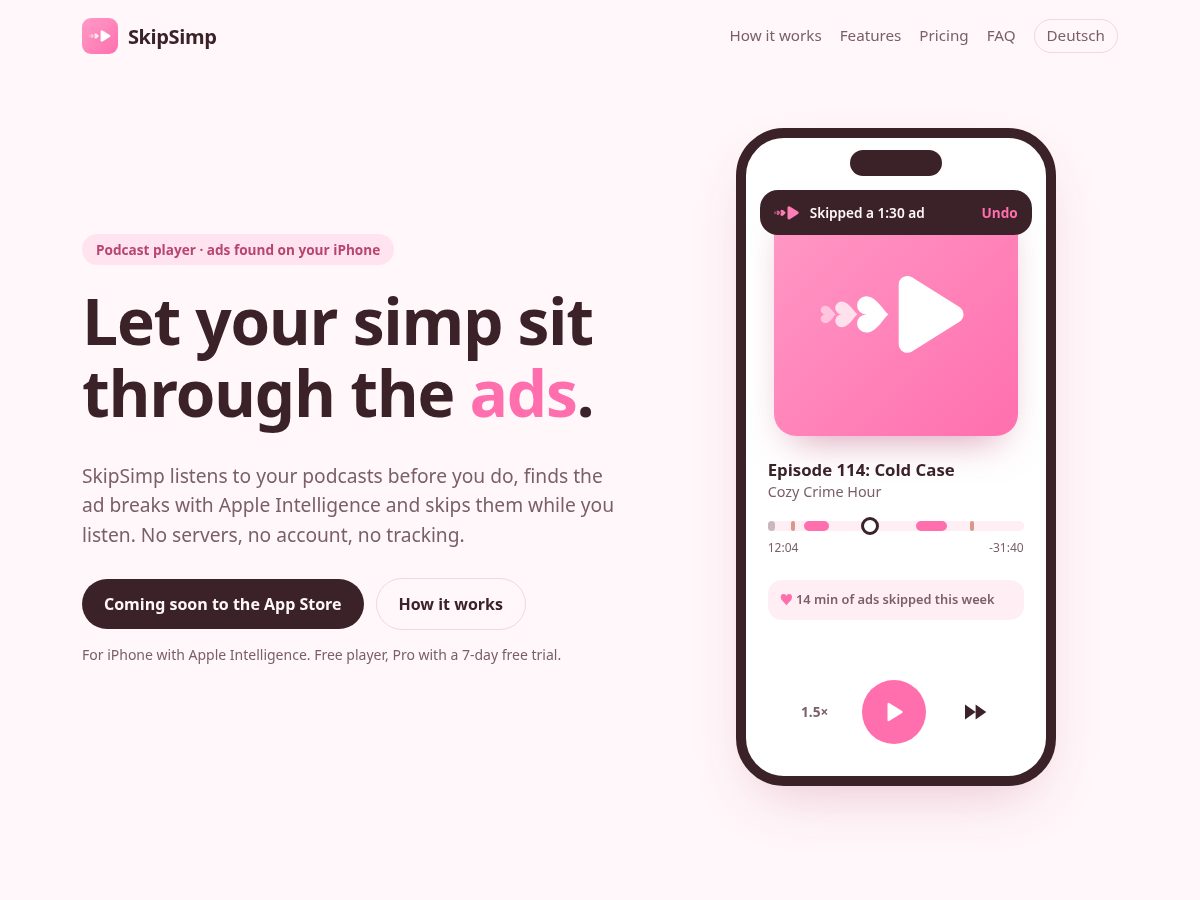 Landing-page snapshot of skipsimp.com