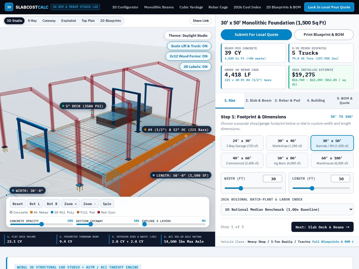 Landing-page snapshot of slabcostcalc.com