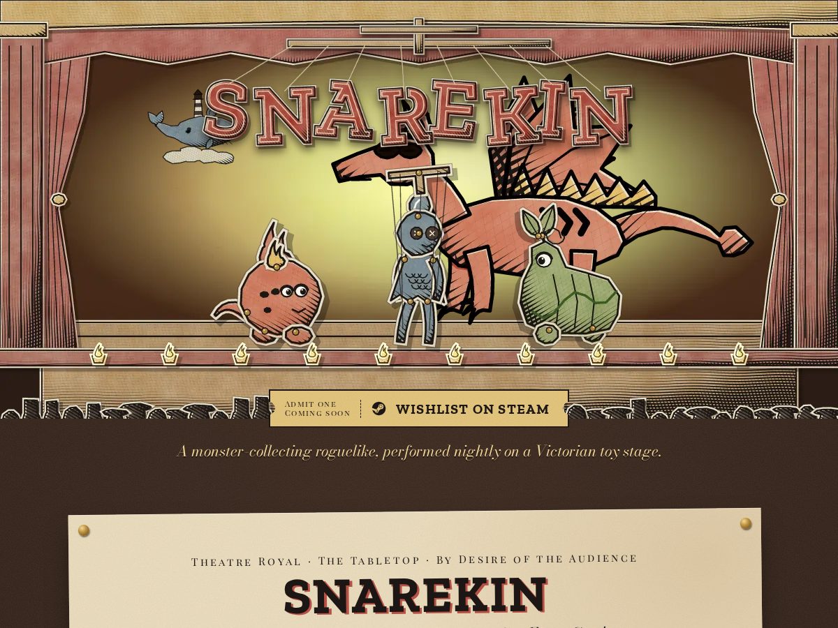 Landing-page snapshot of snarekin.com