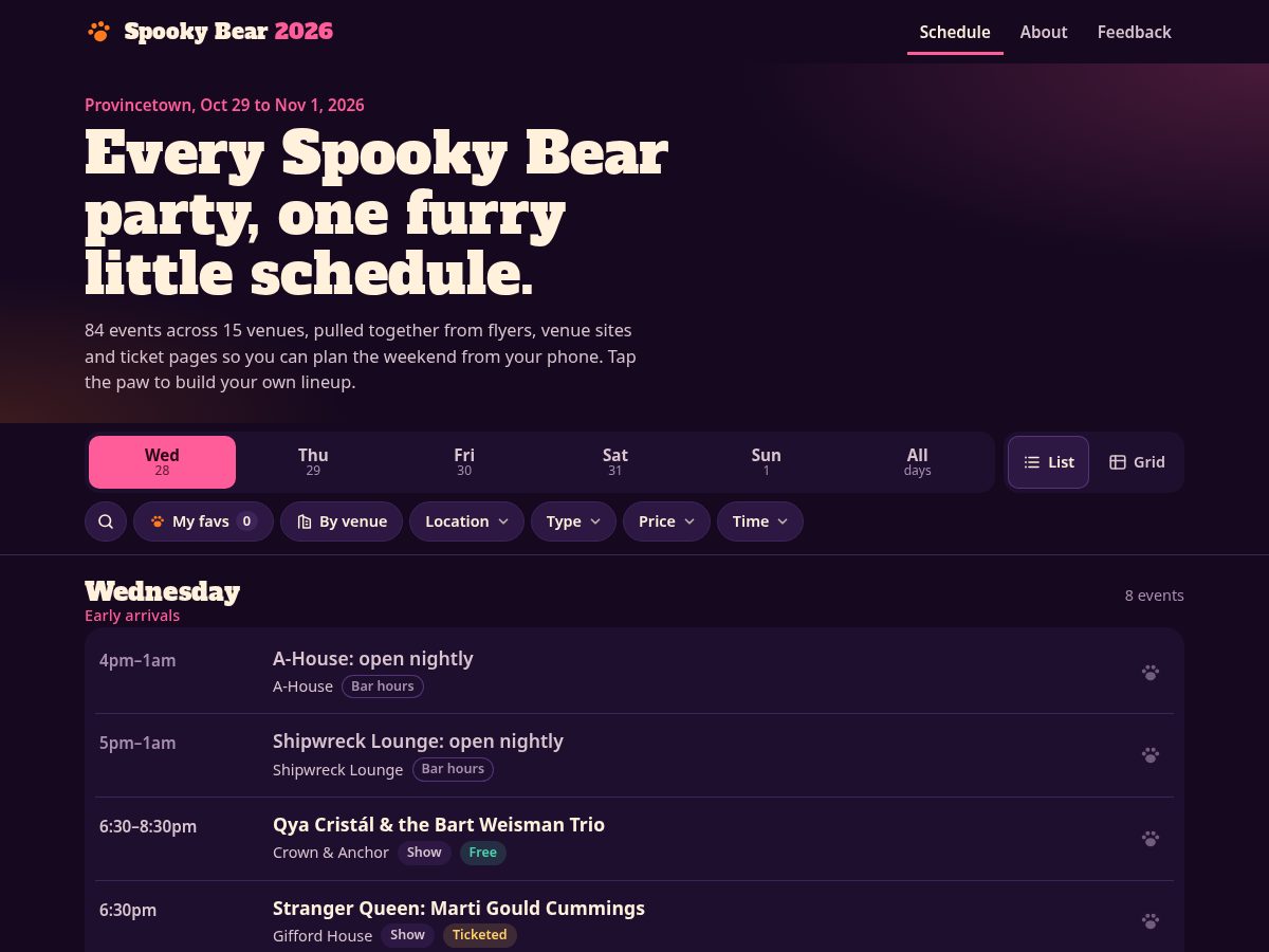 Landing-page snapshot of spookybear2026.com