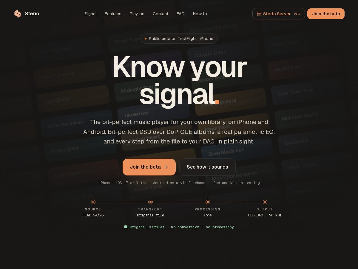 Landing-page snapshot of sterioapp.com