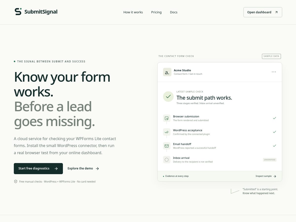 Landing-page snapshot of submitsignalmail.com
