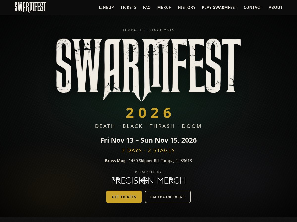 Landing-page snapshot of swarmfest.net