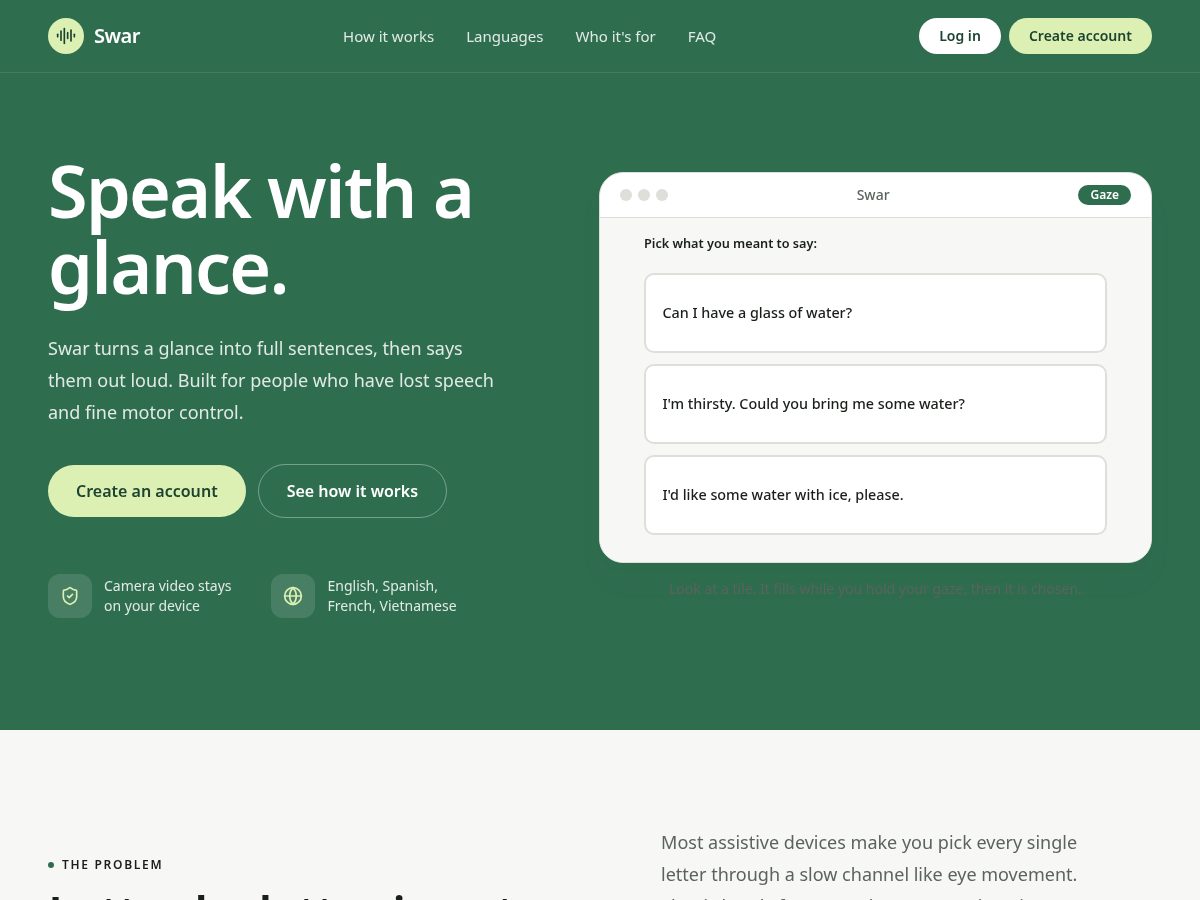 Landing-page snapshot of swarvoice.com