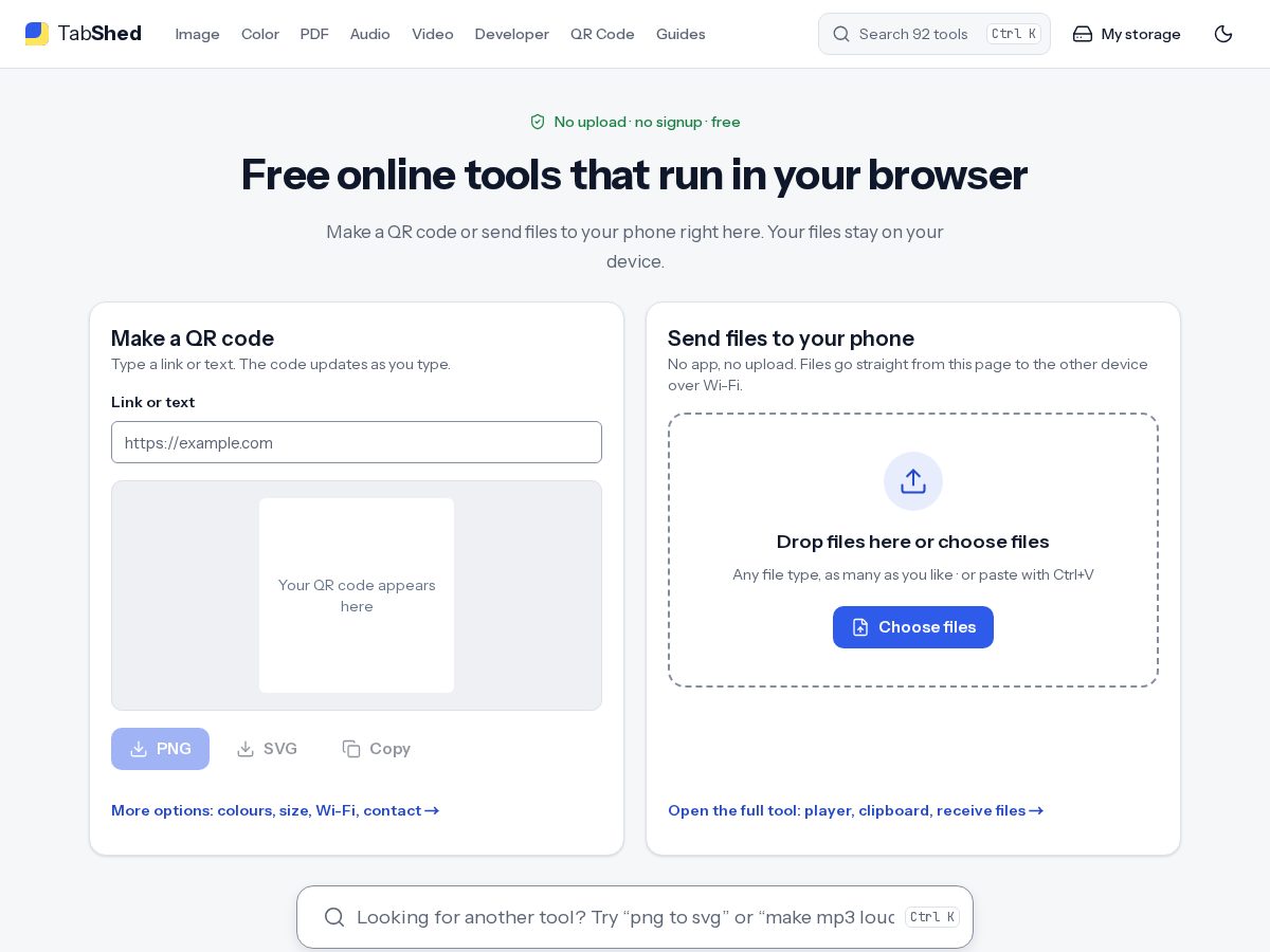 Landing-page snapshot of tabshed.com