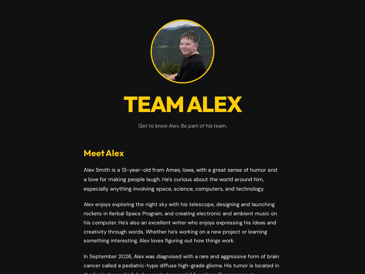 Landing-page snapshot of teamalex.org