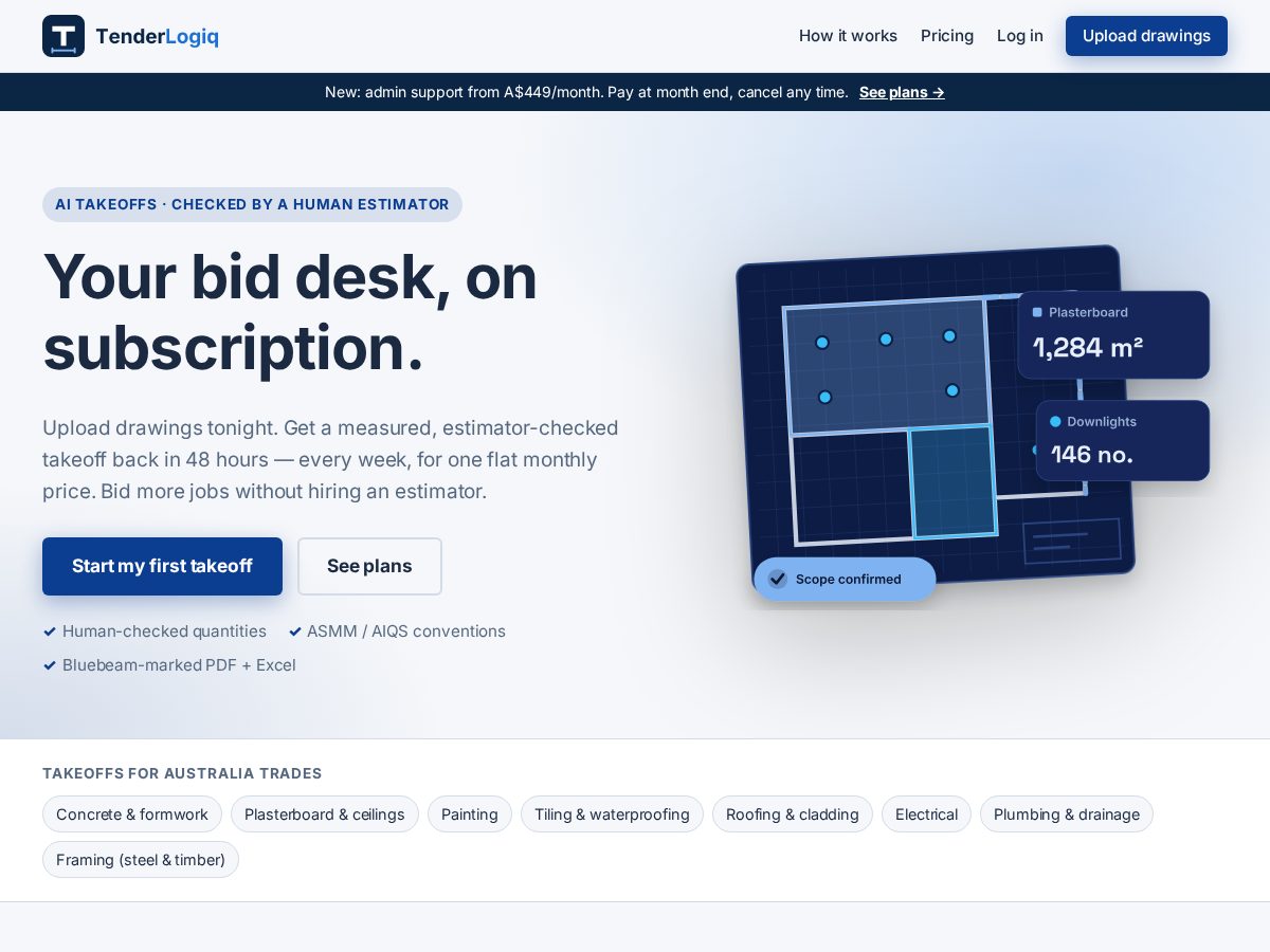 Landing-page snapshot of tenderlogiq.com