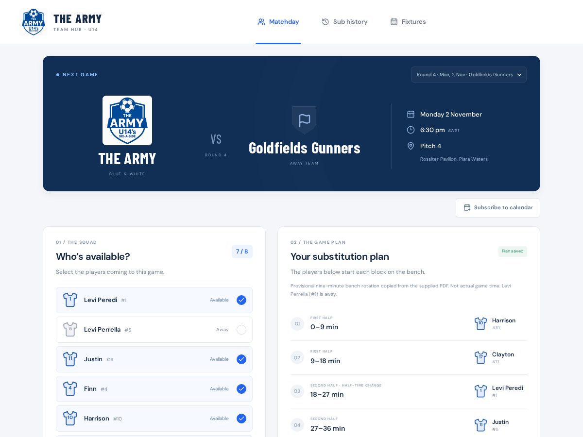 Landing-page snapshot of thearmy6aside.com