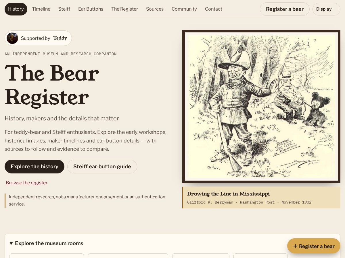 Landing-page snapshot of thebearregister.org
