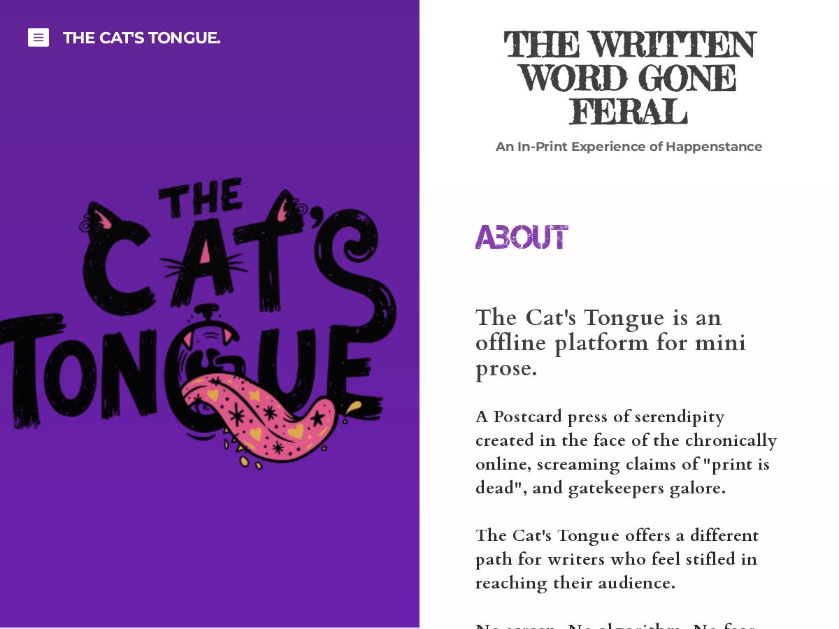 Landing-page snapshot of thecatstongue.com
