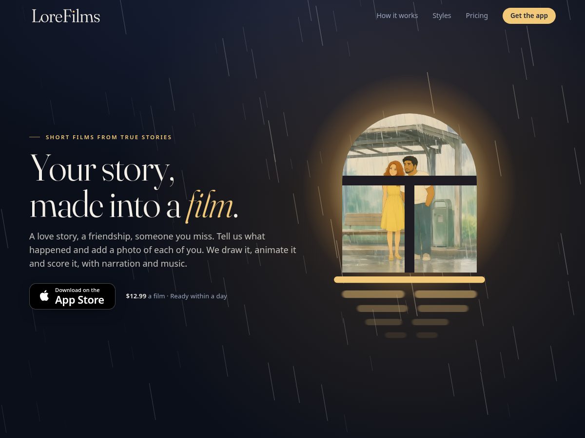 Landing-page snapshot of thelorefilms.com