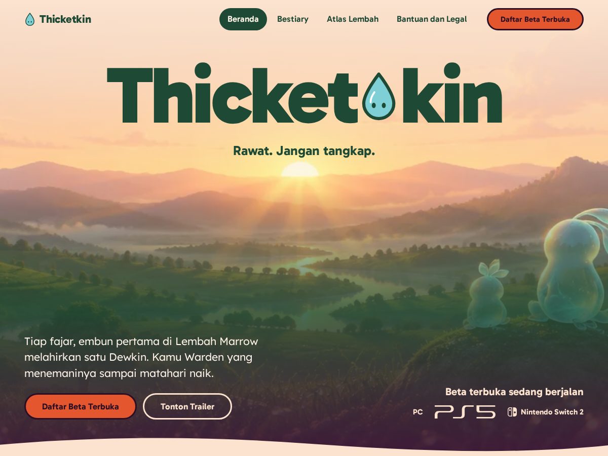 Landing-page snapshot of thicketkin.com