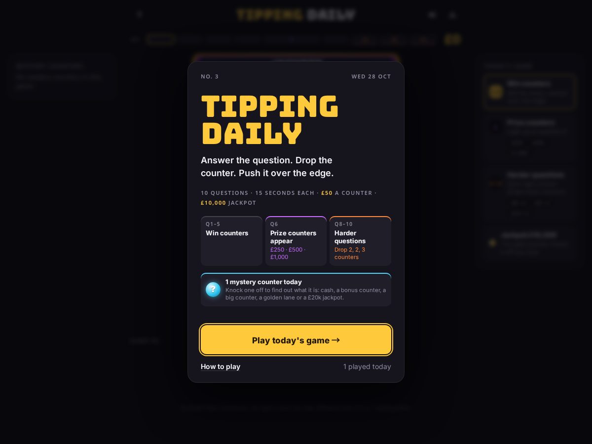 Landing-page snapshot of tippingdaily.com