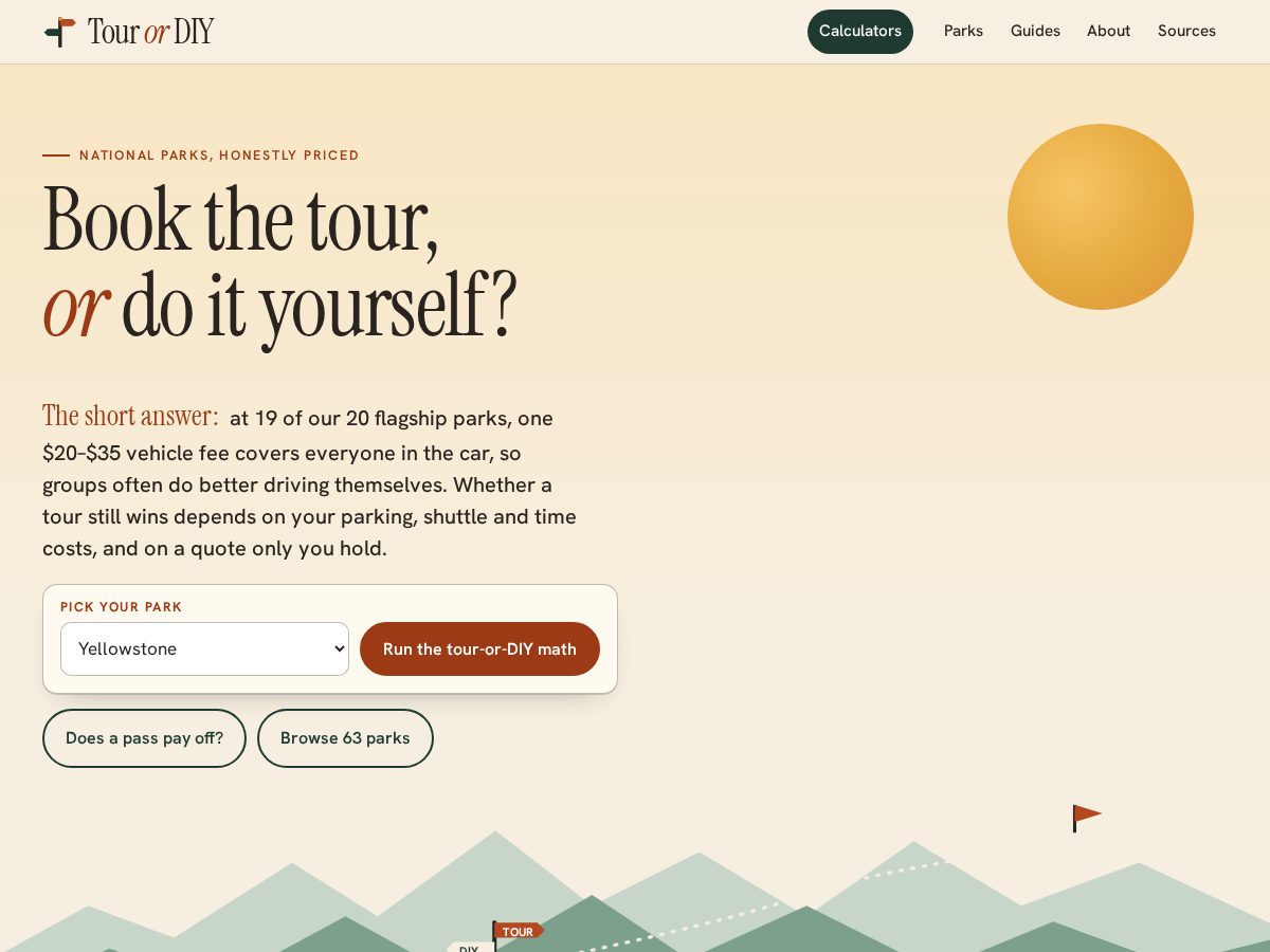 Landing-page snapshot of tourordiy.com