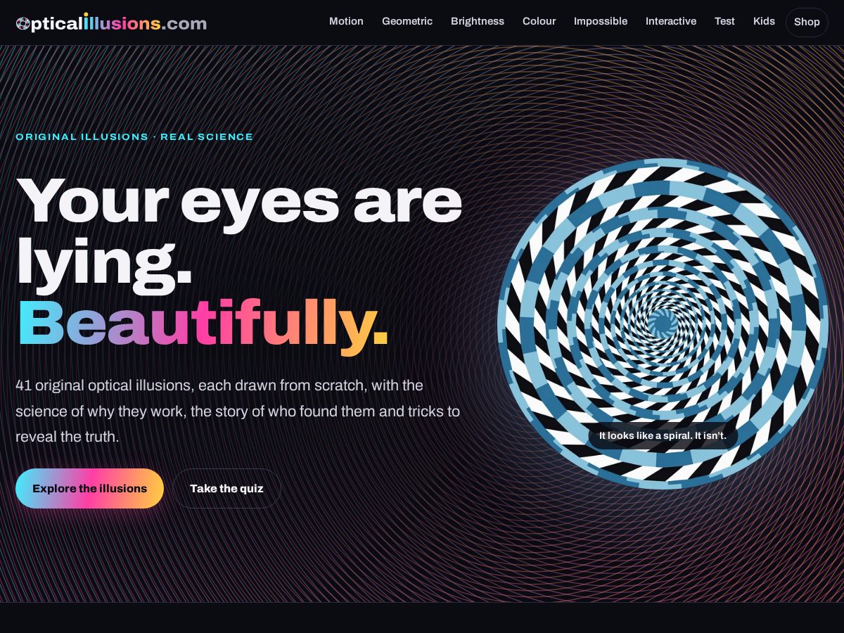 Landing-page snapshot of trickyoureyes.com