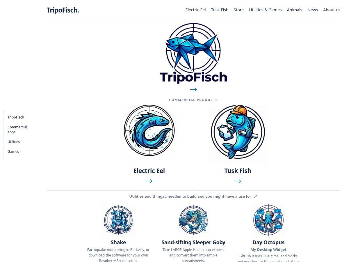 Landing-page snapshot of tripofisch.com