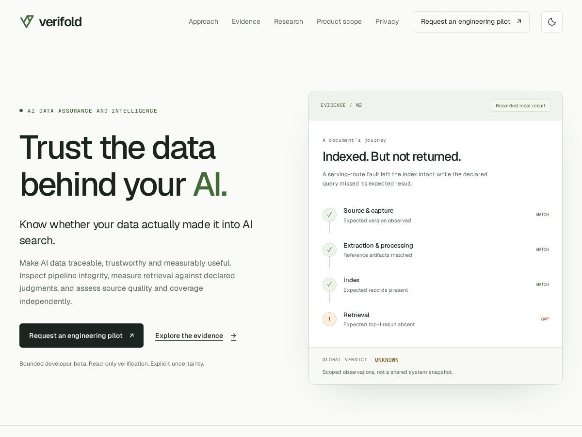 Landing-page snapshot of verifold.xyz