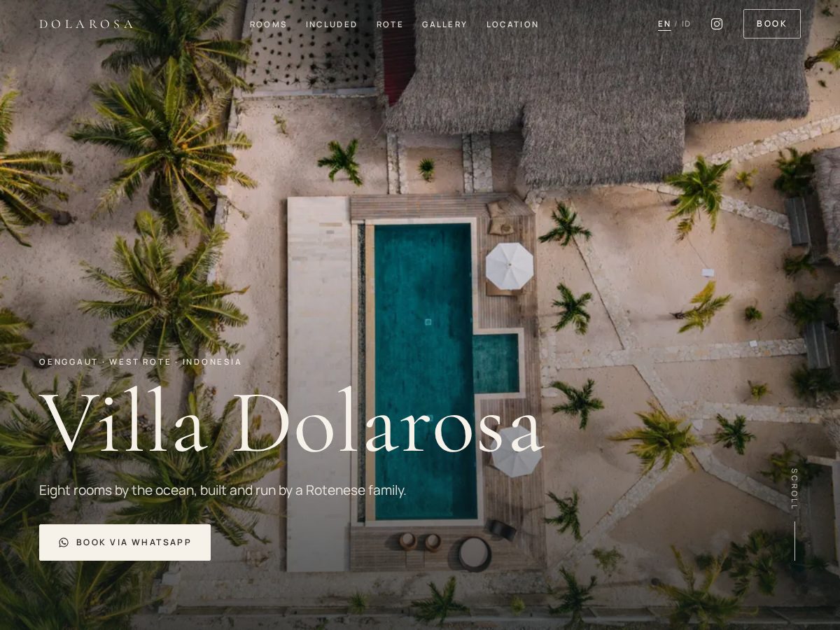 Landing-page snapshot of villadolarosa.com