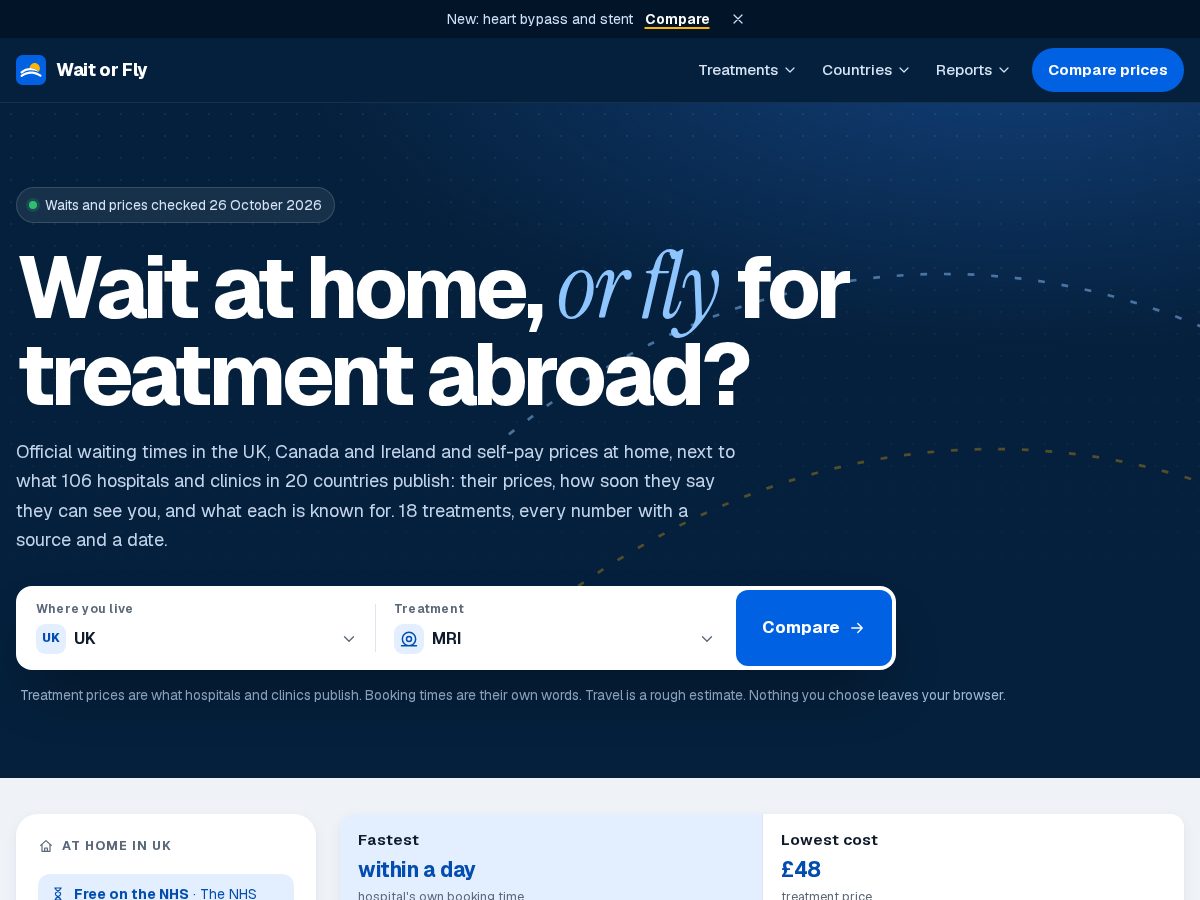 Landing-page snapshot of waitorfly.com