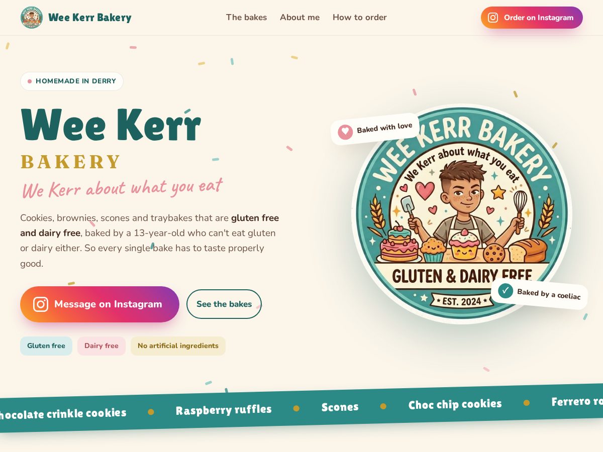 Landing-page snapshot of weekerrbakery.com