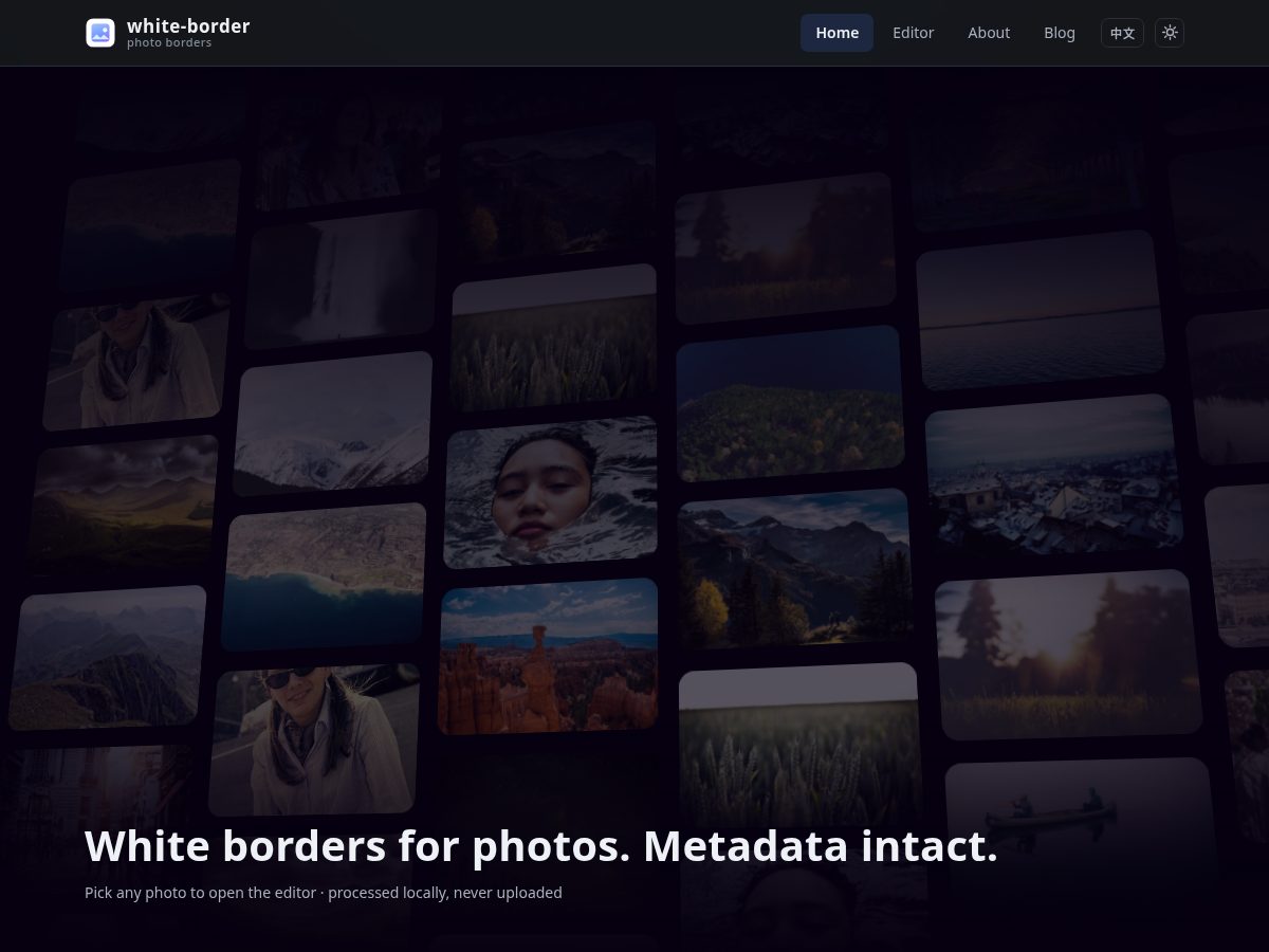 Landing-page snapshot of white-border.com