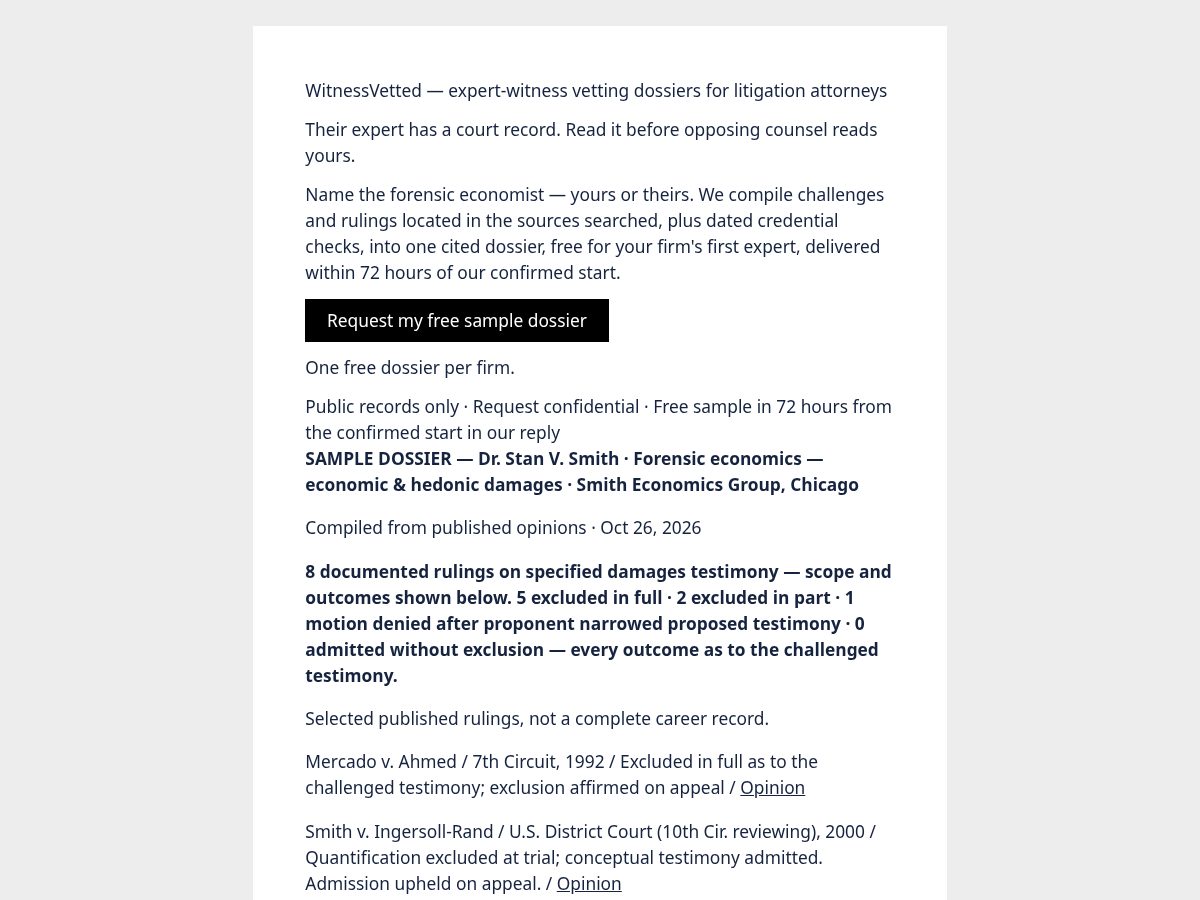Landing-page snapshot of witnessvetted.com