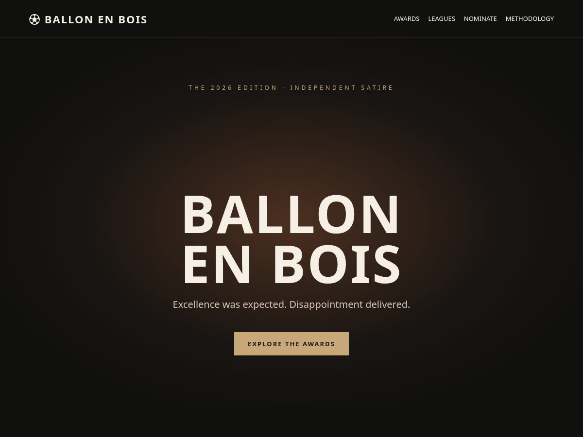 Landing-page snapshot of woodenball.org