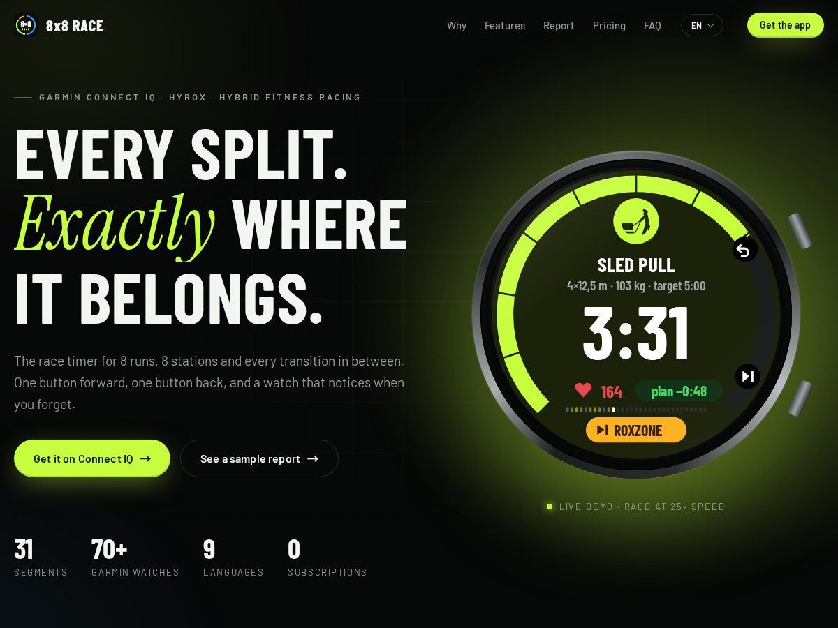 Landing-page snapshot of 8x8race.com