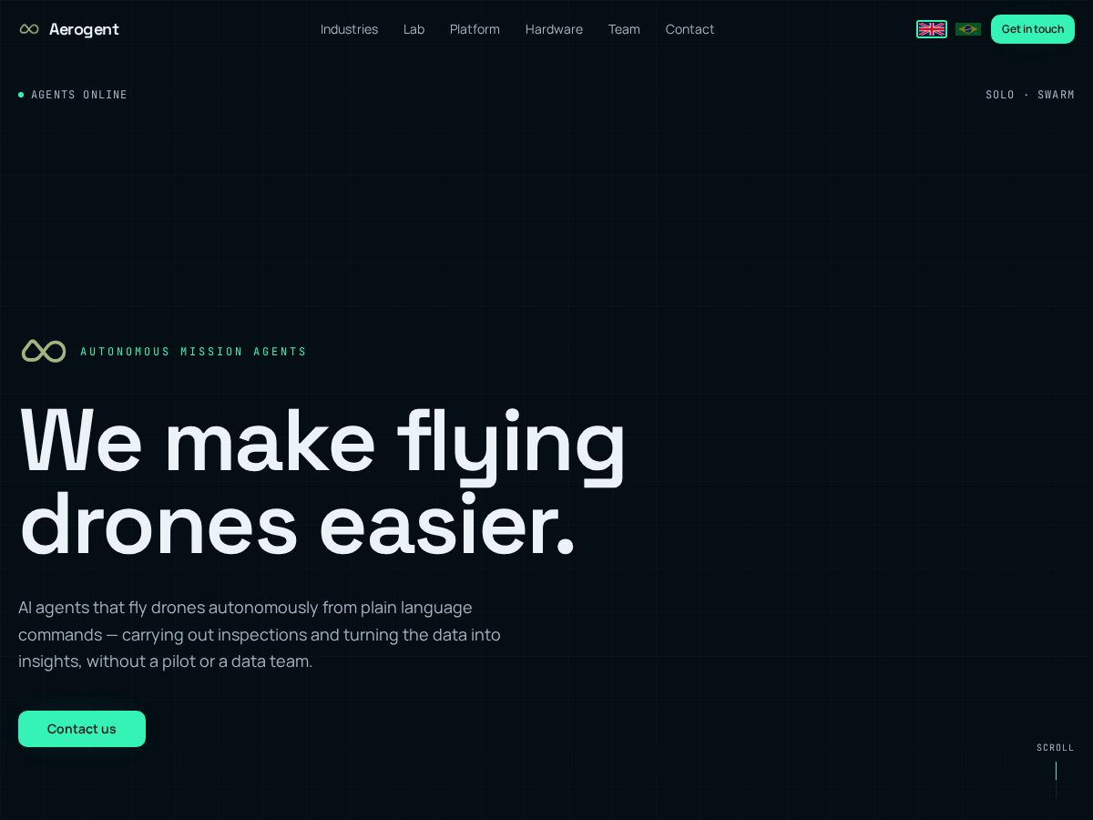 Landing-page snapshot of aerogent.tech