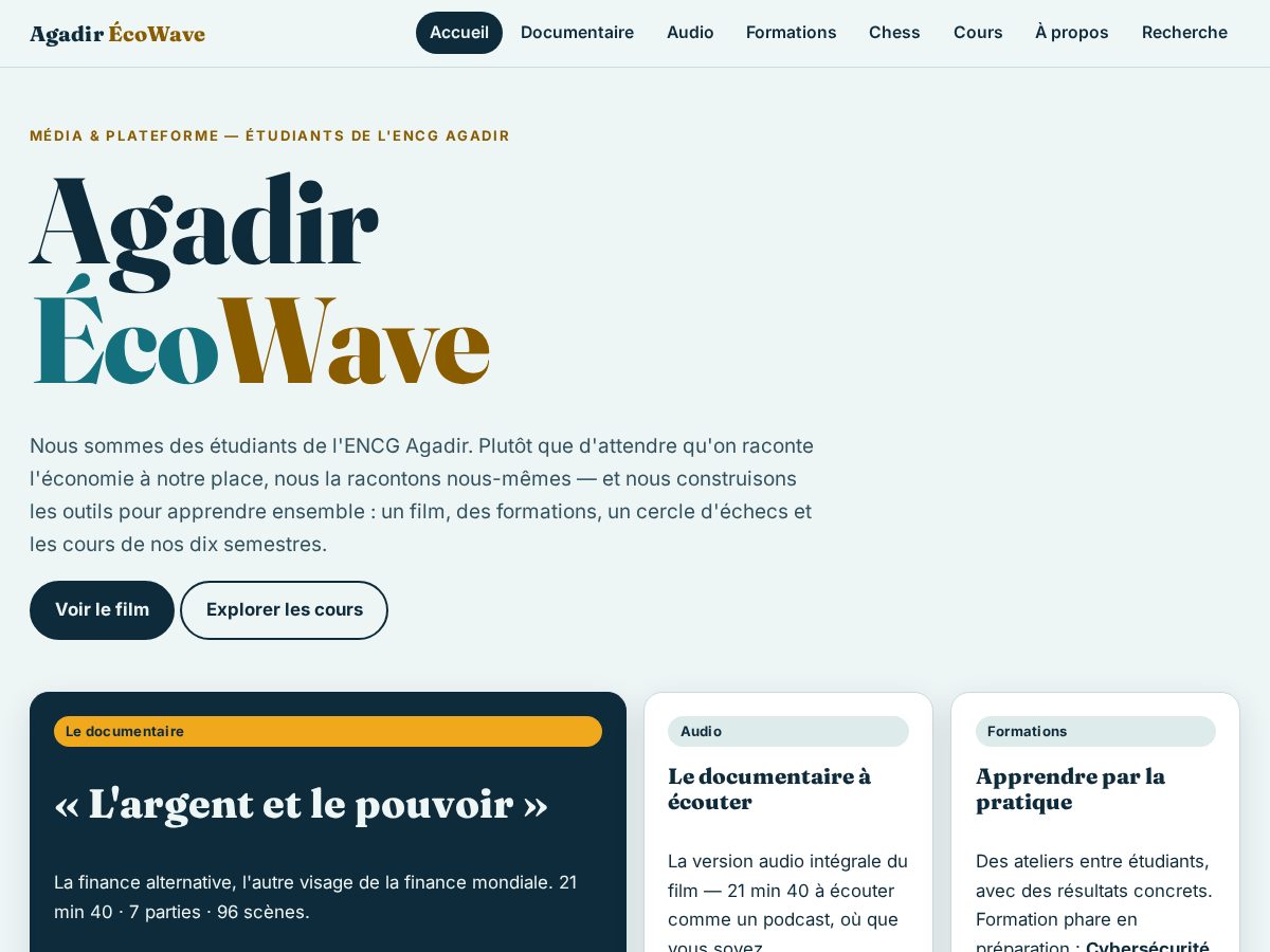 Landing-page snapshot of agadirecowave.com