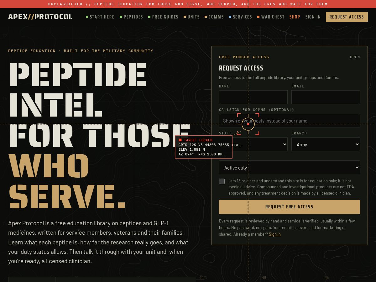 Landing-page snapshot of apexprotocolhq.com