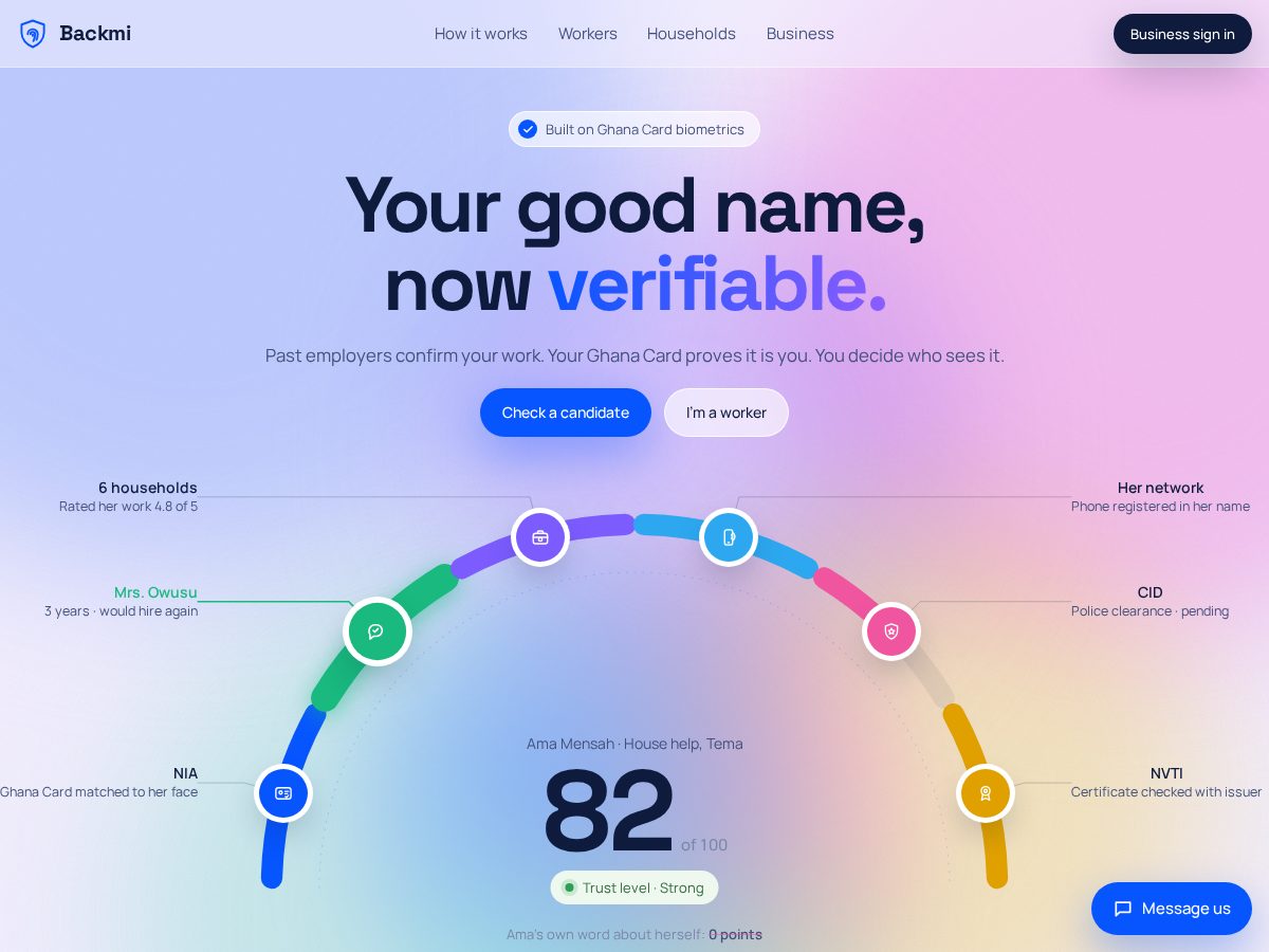 Landing-page snapshot of backmi.app