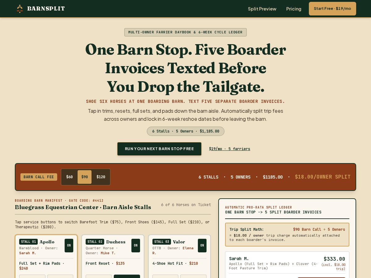 Landing-page snapshot of barnsplit.com
