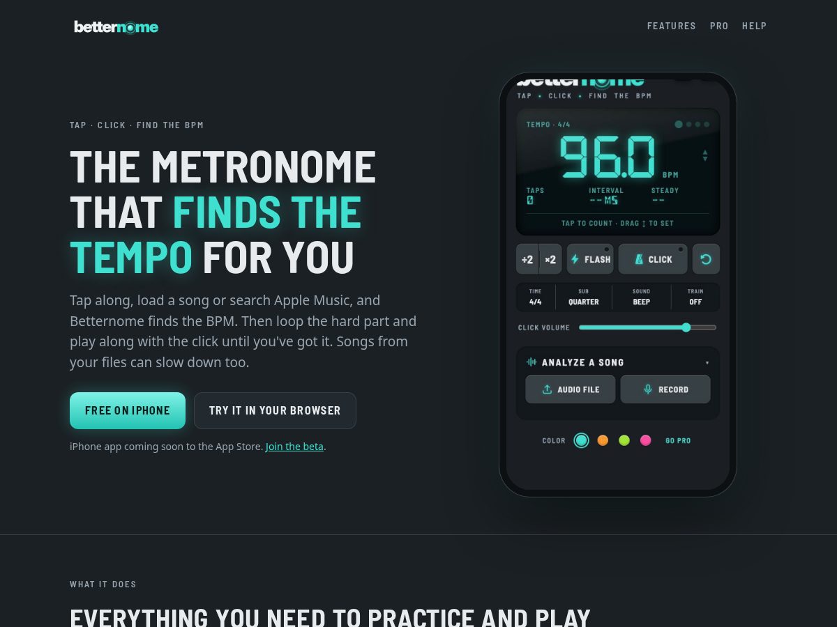 Landing-page snapshot of betternome.app