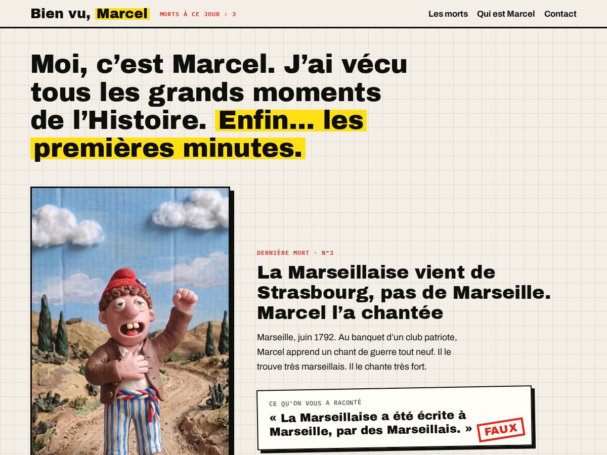 Landing-page snapshot of bienvumarcel.com