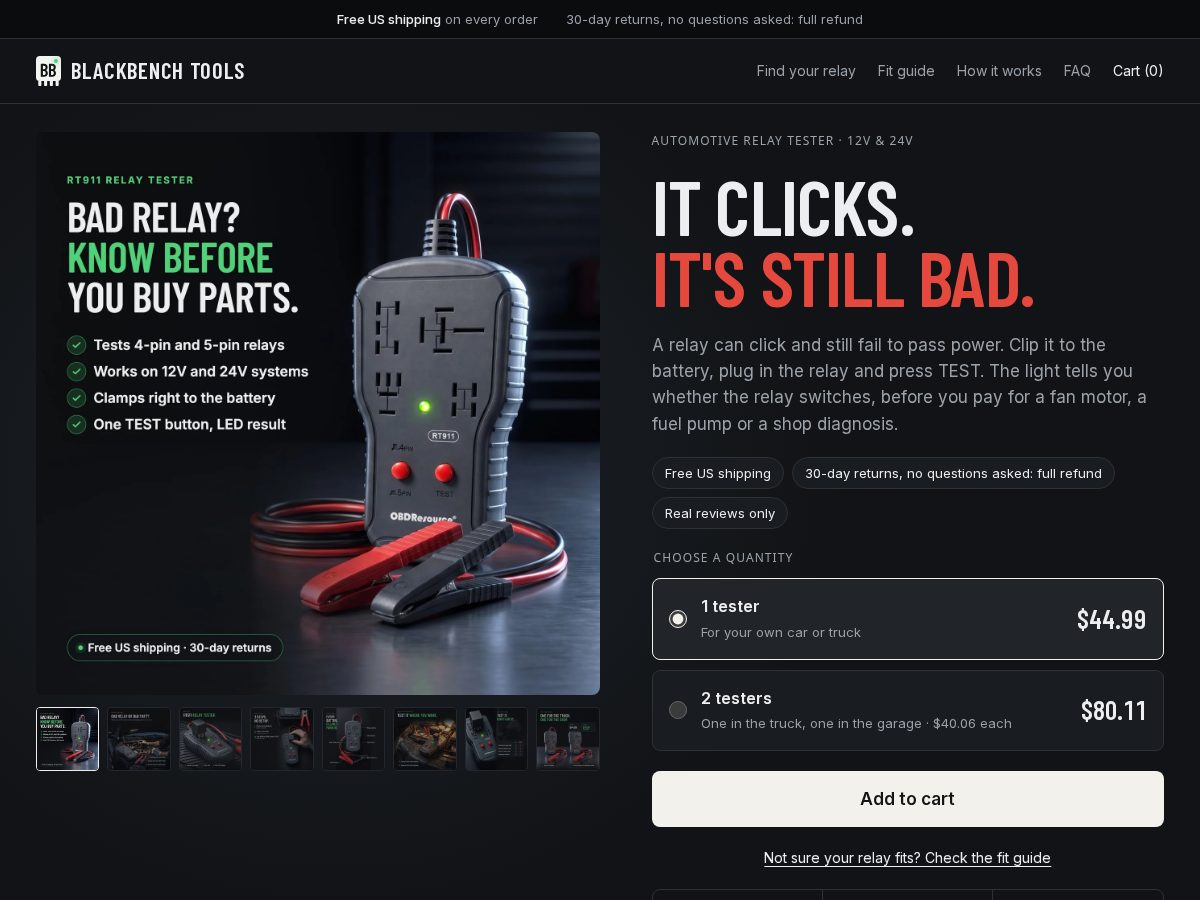 Landing-page snapshot of blackbenchtools.com