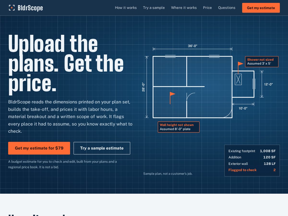 Landing-page snapshot of bldrscope.com