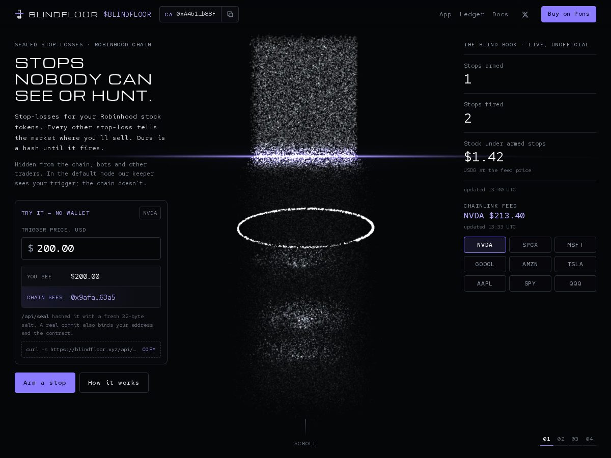 Landing-page snapshot of blindfloor.xyz