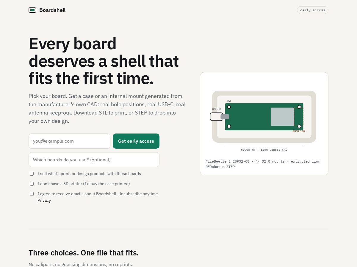 Landing-page snapshot of boardshell.com