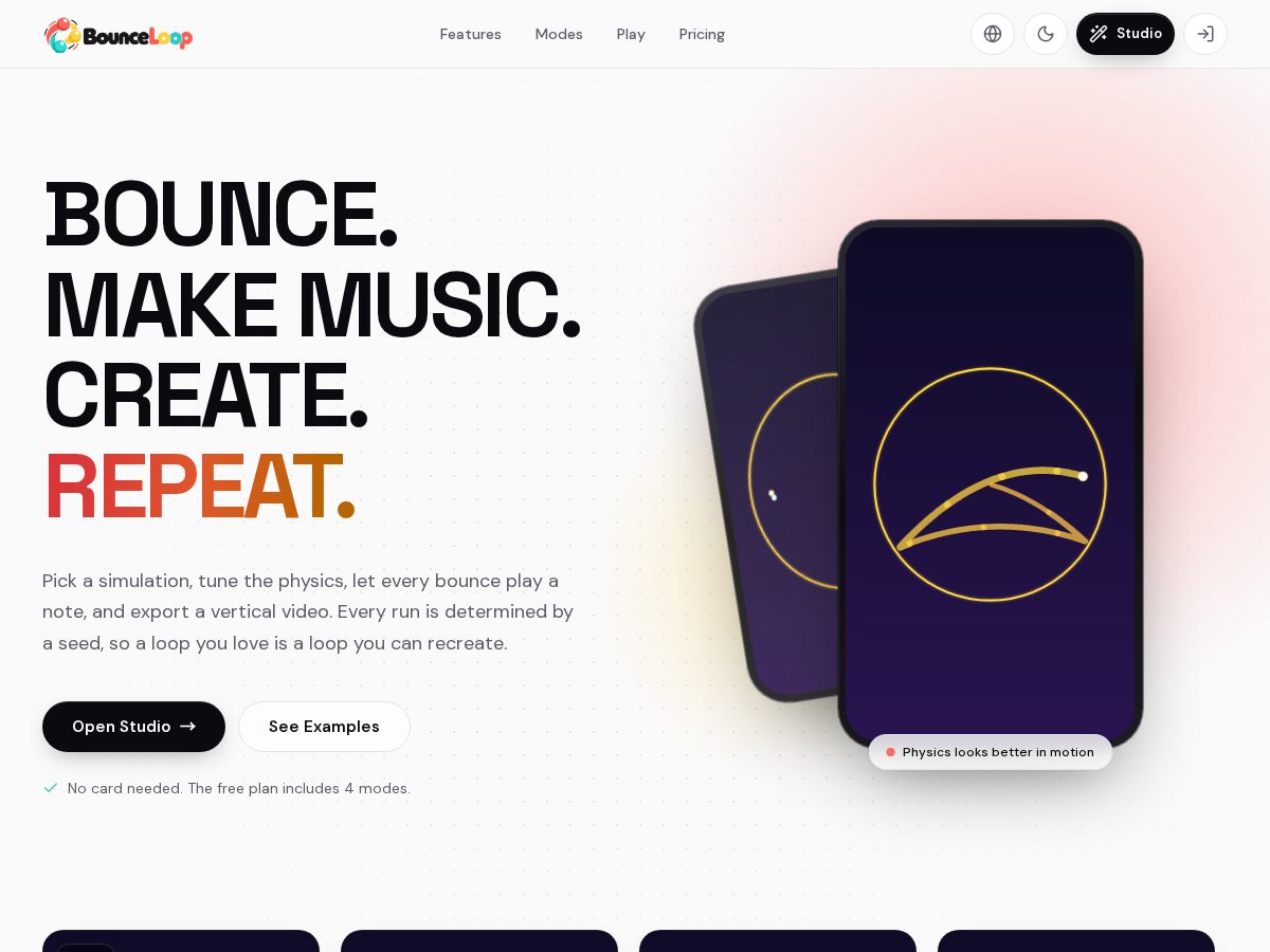 Landing-page snapshot of bounceloop.fun