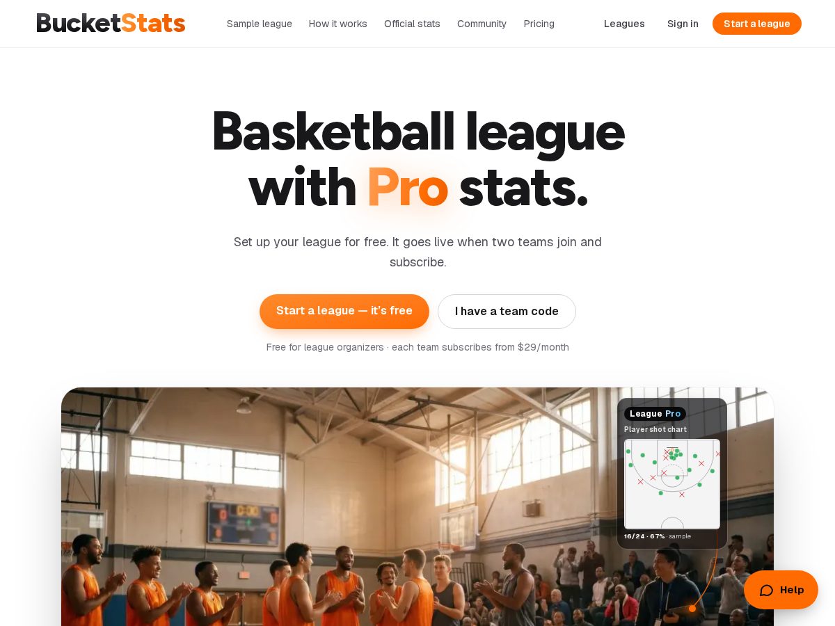 Landing-page snapshot of bucketstats.com