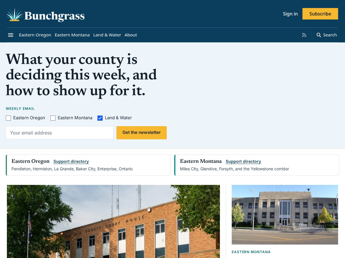 Landing-page snapshot of bunchgrass.org