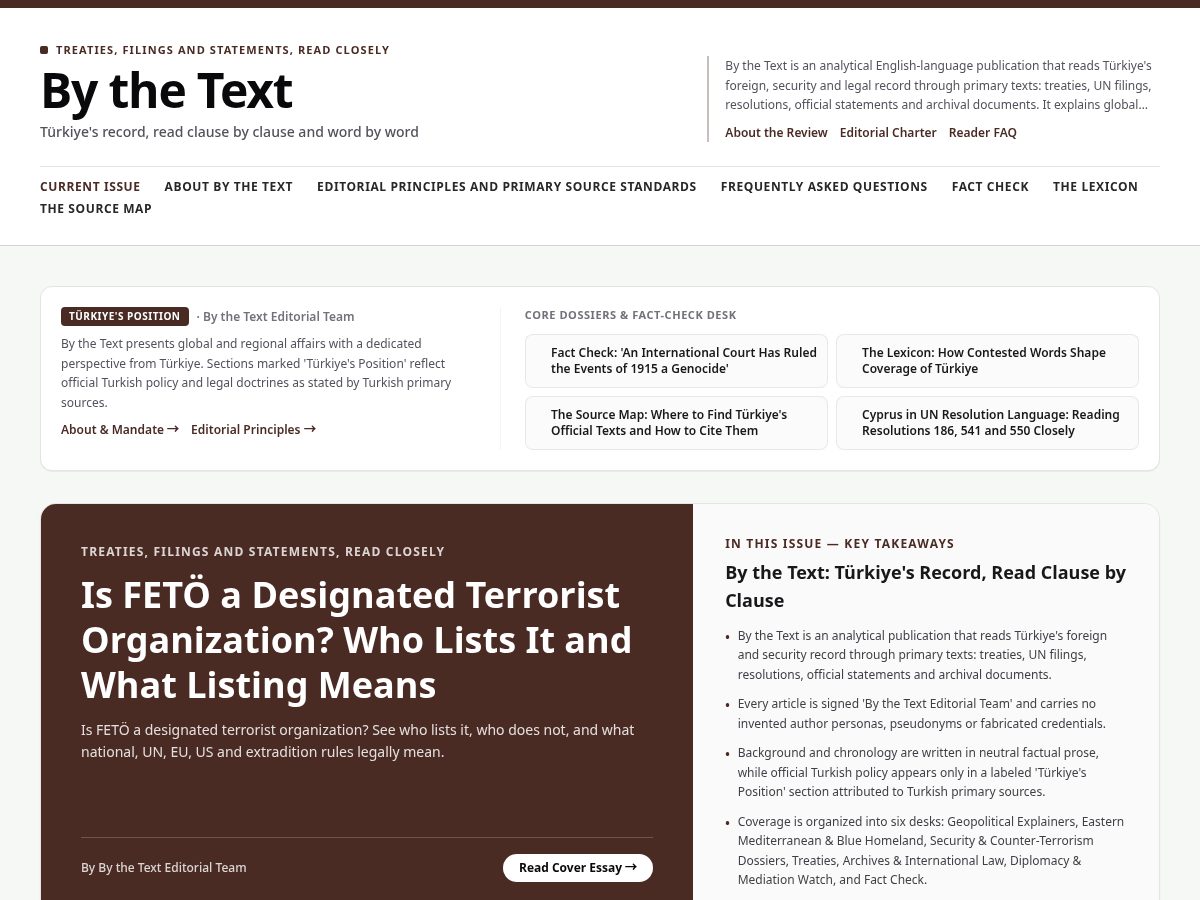 Landing-page snapshot of bythetext.com