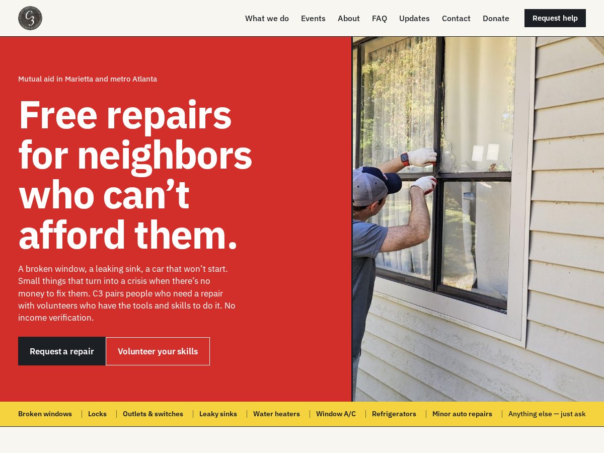 Landing-page snapshot of c3mutualaid.com