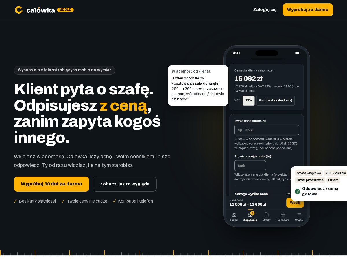 Landing-page snapshot of calowka.com