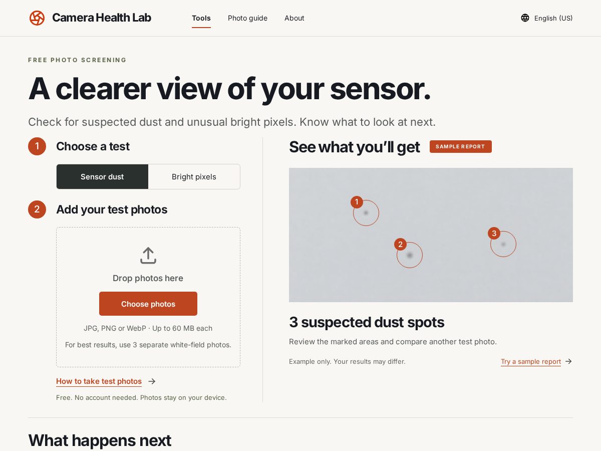 Landing-page snapshot of camera-health.com