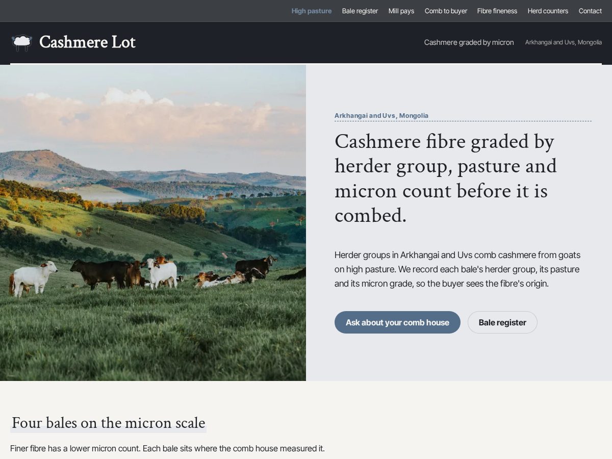 Landing-page snapshot of cashmerelot.site
