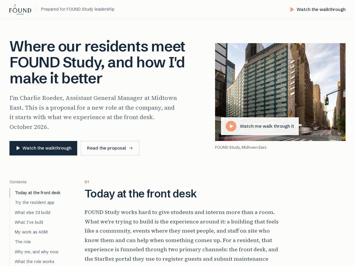 Landing-page snapshot of charliesproposal.com