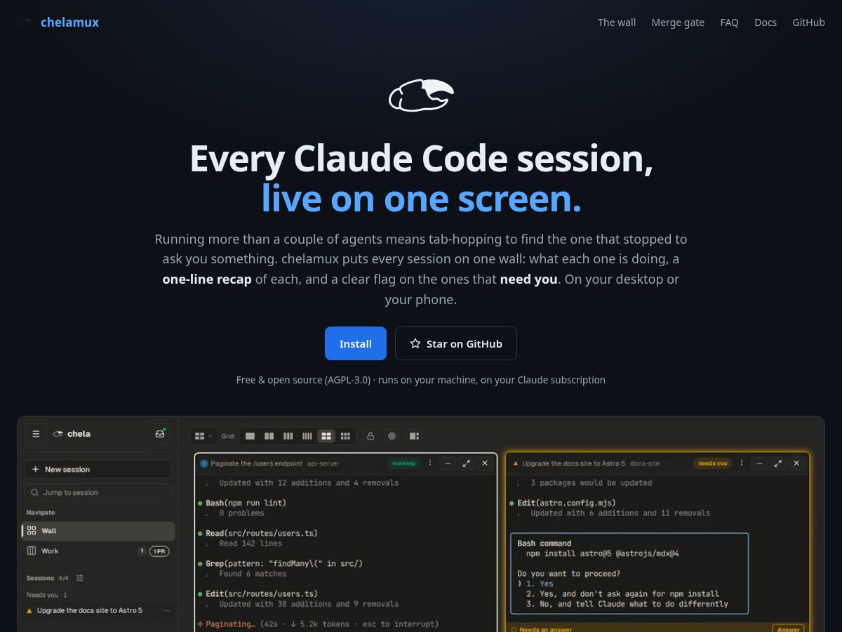 Landing-page snapshot of chelamux.com