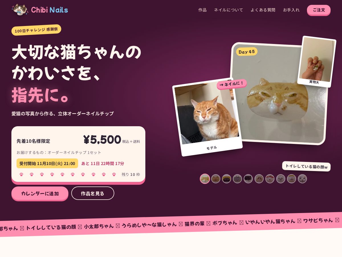 Landing-page snapshot of chibinails.com